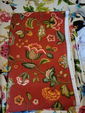 Home Essentials Floral Fabric In Rust, Red with Green Accents